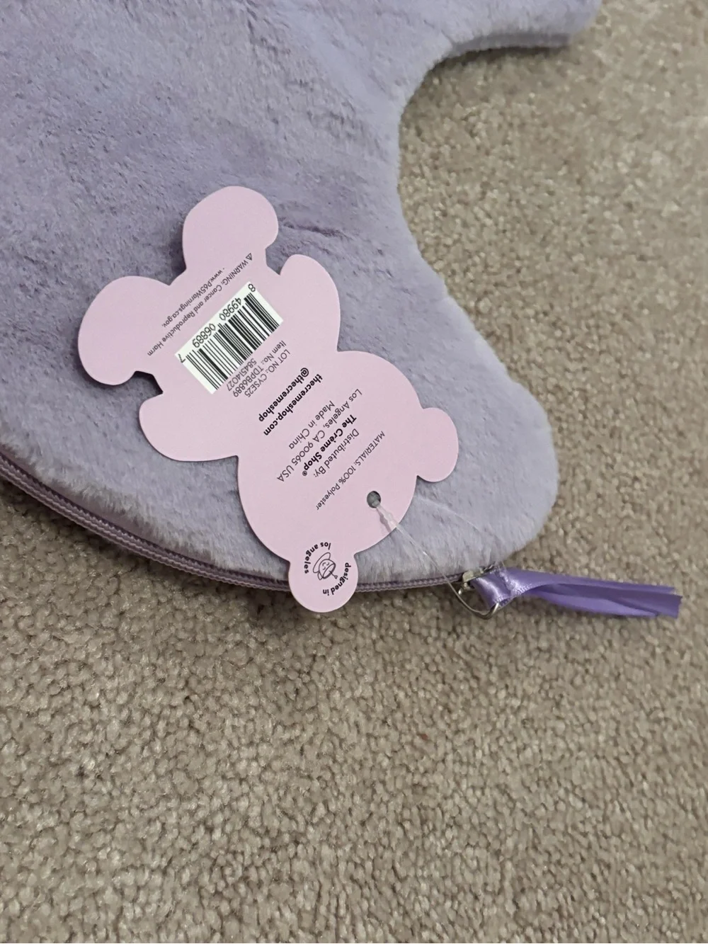 The Crème Shop Teddy Bag Plush Makeup Lavender Bag New